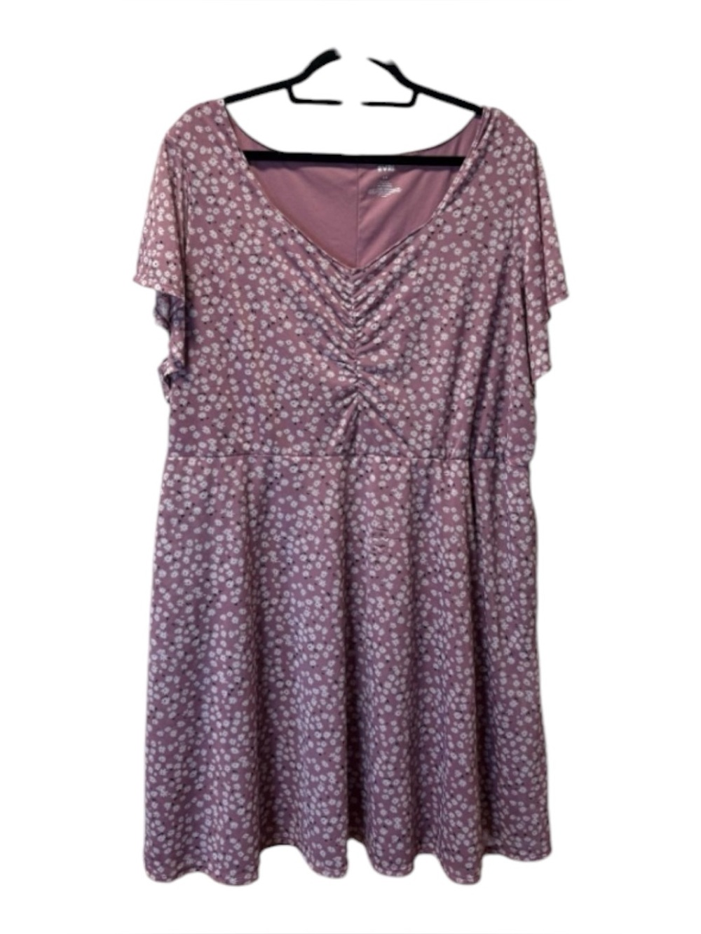 EVRI Mauve Floral V-Neck Midi Dress